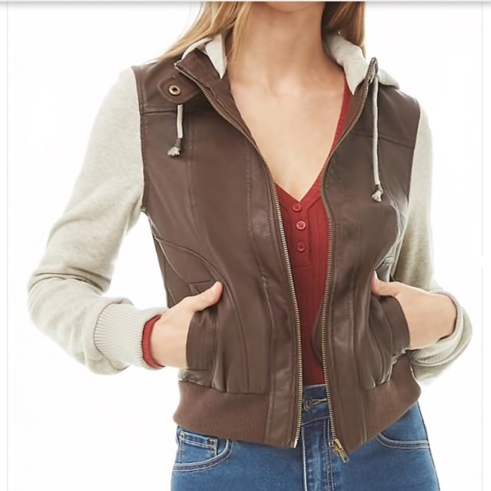 Forever 21 Brown & Gray Leather Jacket (Ambiance)